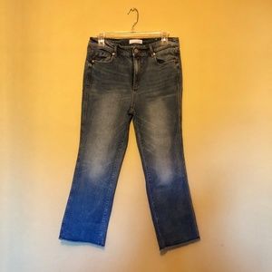 Vintage Straight Leg Jeans with Frayed Raw Hem